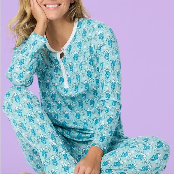 Roller Rabbit Star Monkey Hanukkah Holiday Pajama bottom large NWOT - Picture 1 of 8
